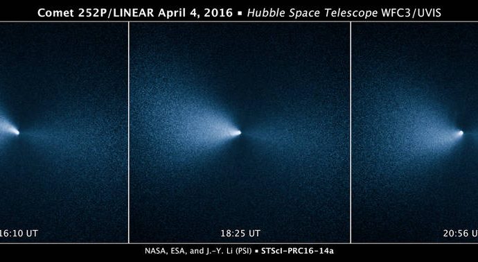 Hubble Catches Views of a Jet Rotating with Comet 252P/LINEAR