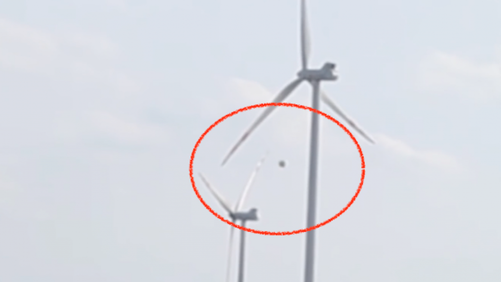 What is interesting to observe is that the wind turbines in the background continued to spin.