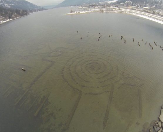 Underwater Ancient Petroglyphs captured accidentally by a drone in Vancouver Canada