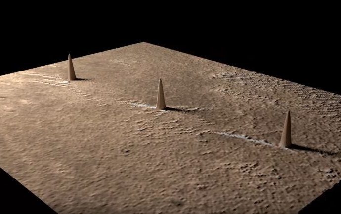 3 MASSIVE, perfectly aligned towers discovered on the surface of Mars