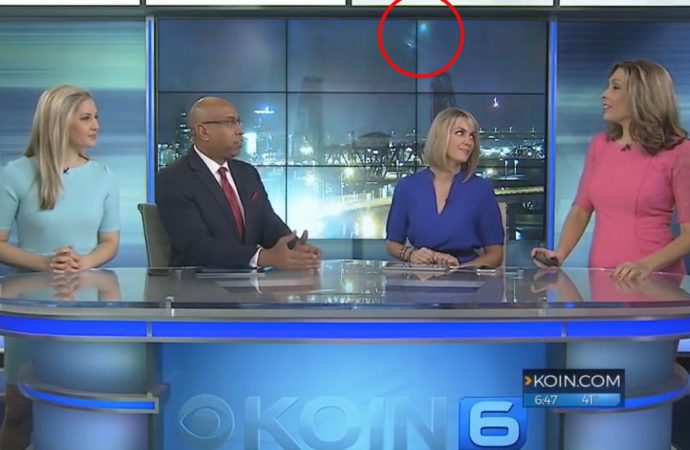 Viewers spot two ‘UFOs’ flying through night sky during live broadcast as presenters discuss the day’s news