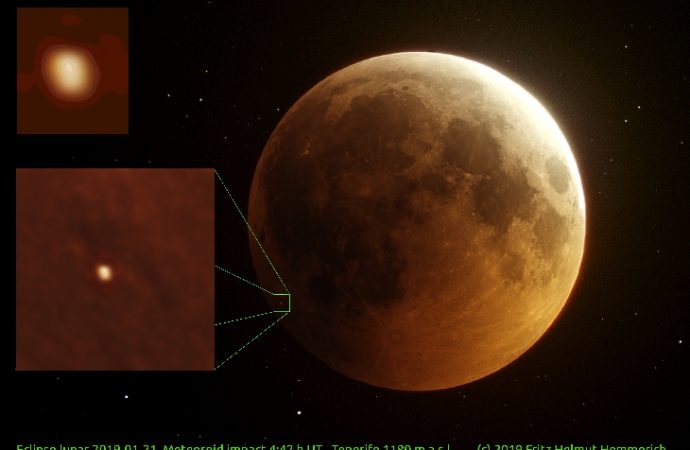 A METEOROID HITS THE MOON DURING LUNAR ECLIPSE