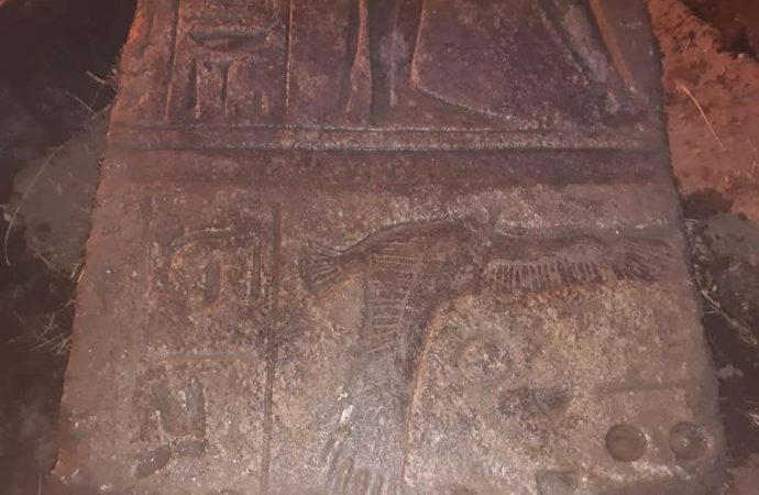 Egypt uncovers large stone slabs of Pharaonic temple near Giza pyramids