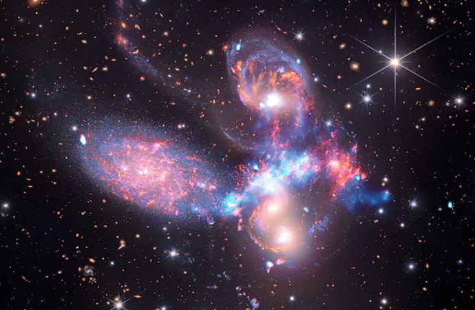 Webb Telescope Finds Massive Shock Wave Wreaking Havoc Among 5 Galaxies